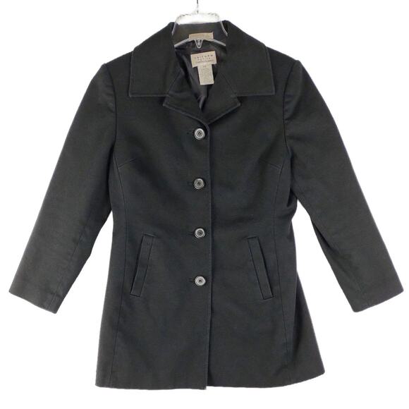 JohnPaulRichard Jackets & Blazers - John Paul Richard Women's S Textured Cotton Black Trench Pea Coat Uniform Petite
